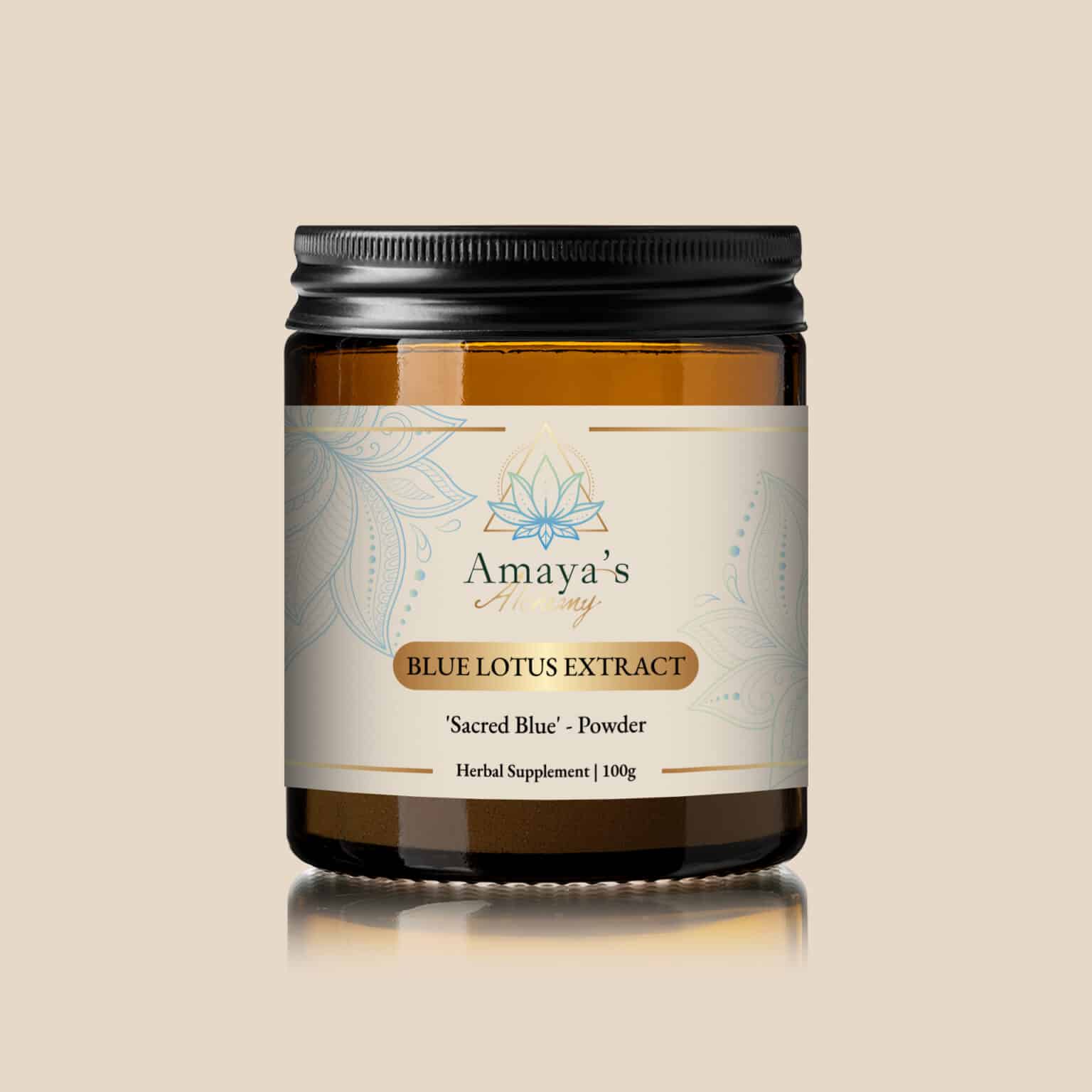 Amayas_Blue-Lotus-Extract_225x6cm-20260612-1536x1536 Blauwe Lotus Poeder Extract 10:1 (Amaya’s Alchemy) 100 gram Blue Lotus - Afbeelding 1